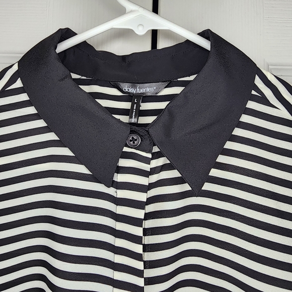 Daisy Fuentes Striped Button Down Tank Top Sz L - Picture 2 of 8